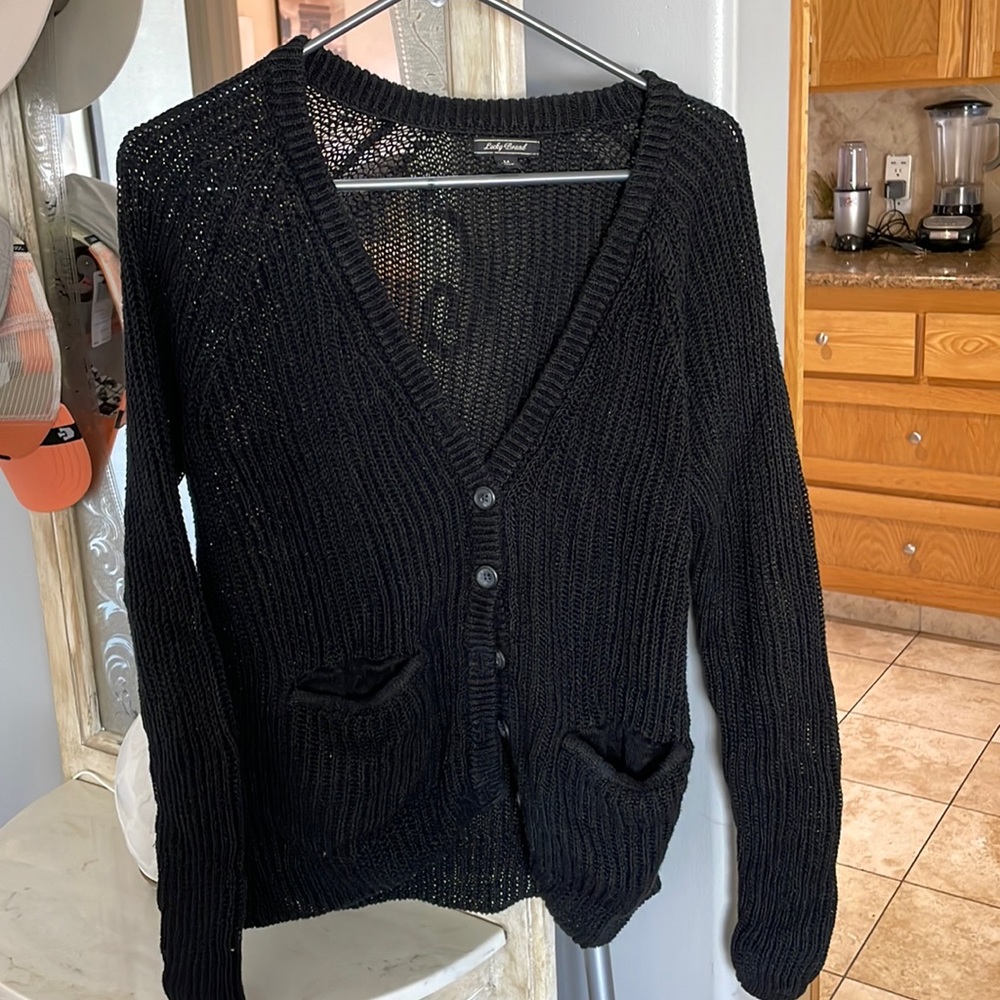 Lucky brand black knit cardigan